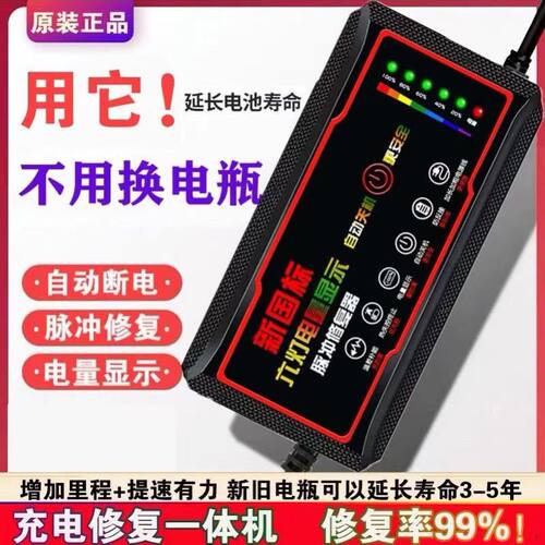 自动断电铅酸智能电动车电瓶车充电器48V60V72V8万能通用两轮三轮 - 图0