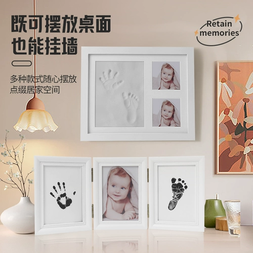 Детские отпечатки рук и ног для новорожденных, детская подарочная коробка, памятная фоторамка для молочных зубов, комплект