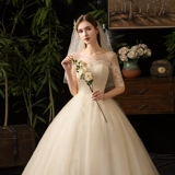 Свадебное платье для невесты, 2020, цвета шампанского, открытые плечи