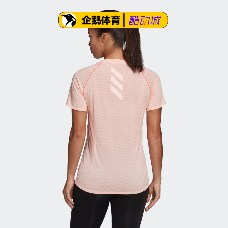 Adidas/阿迪达斯夏季新款女子反光跑步运动型格短袖T恤FT6451 - 图1