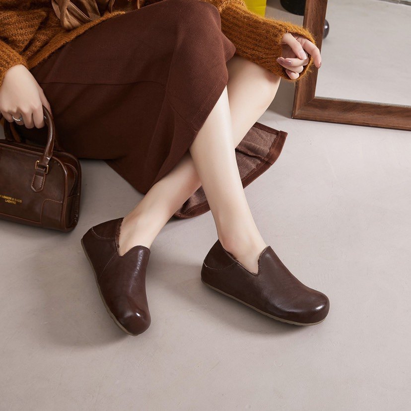 2025冬季新款牛皮女鞋圆头平底休闲鞋女鞋保暖棉鞋勃肯鞋妈妈棉鞋,淘宝优惠券,粉丝福利购,淘宝优惠卷