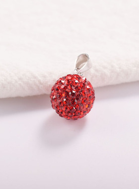 项链925纯银水晶气质红色单吊坠