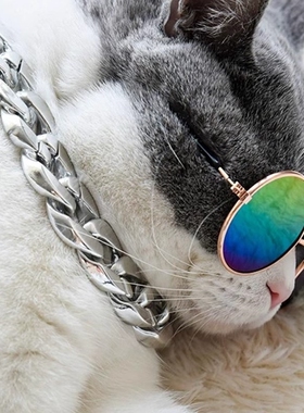 宠物猫咪大金链子狗狗项圈法斗拍照金色项链巴哥泰迪犬恶霸饰品