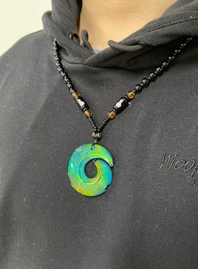 时来好运感温变色可随体温变化琉璃项链吊坠男女款吊坠饰品