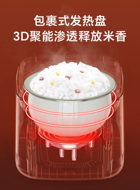 顽米电饭煲智能3L家用3-4人多功能小型煮饭堡珐琅内胆