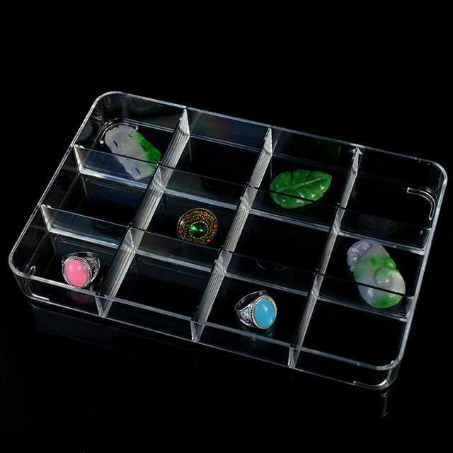 Acrylic transparent jewelry box with lid 12 grid plastic box