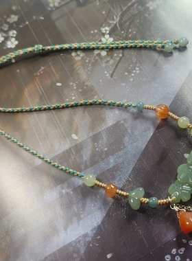 天然和田玉湖水绿梅花牌玉衡南红莲蓬吊坠多宝编织项链新中式国风