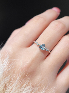 s925银天然锆石镶嵌女戒显白