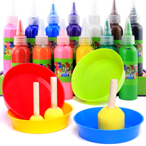Children Painting Containing Paint Palette Trays Nursery School Fine Arts Multifunction Classification Combined Colorful Tuo printed Brush Bowls