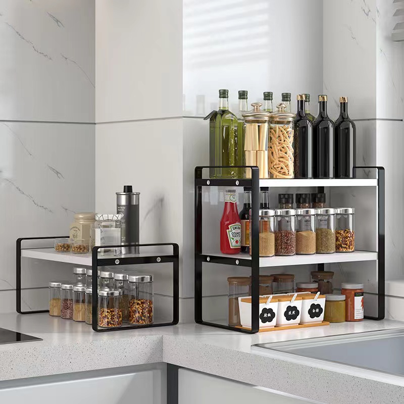 台面厨房分层置物架桌面储物架收纳橱柜内隔板调味料盘子锅架新款 - 图3