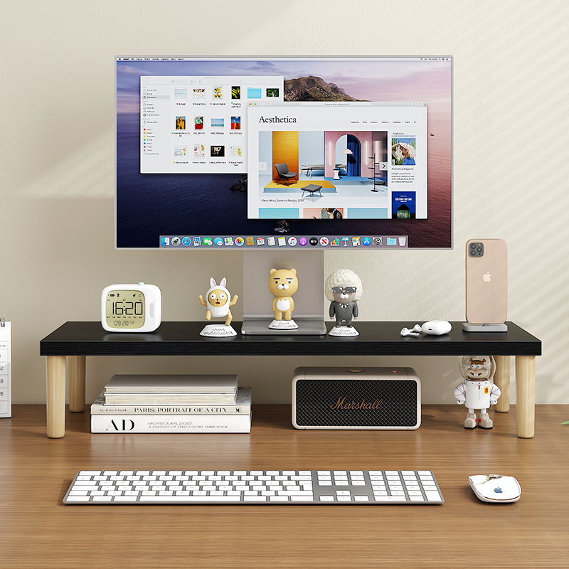 桌面简易书架电脑显示器增高架小型置物架办公室桌上多功能收纳架 - 图2