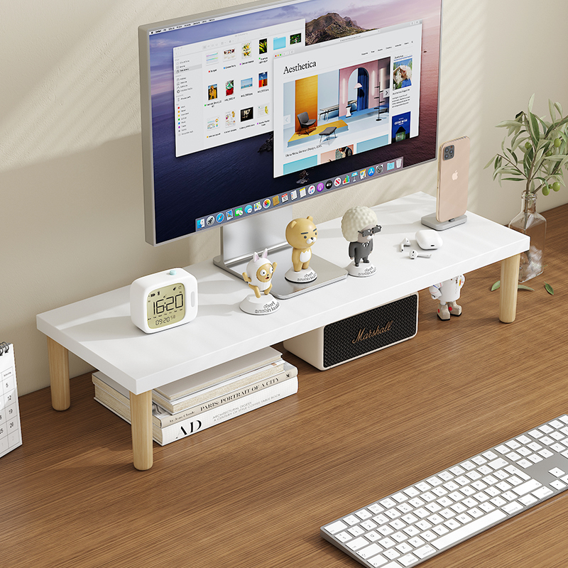 桌面简易书架电脑显示器增高架小型置物架办公室桌上多功能收纳架-图0