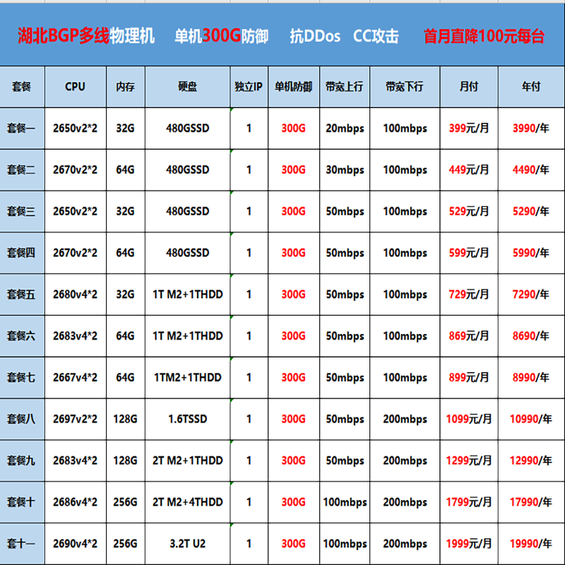 高防物理机租用独享带宽多线 湖北BGP物理服务器电信游戏网站搭建 - 图1