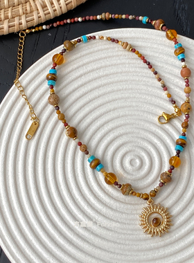 波西米亚复古太阳花小众项链