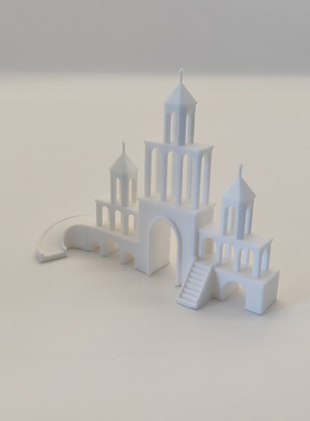 欧式桌面鱼缸躲避屋鱼虾洞白色城堡建筑创意摆件纪念碑谷风造景