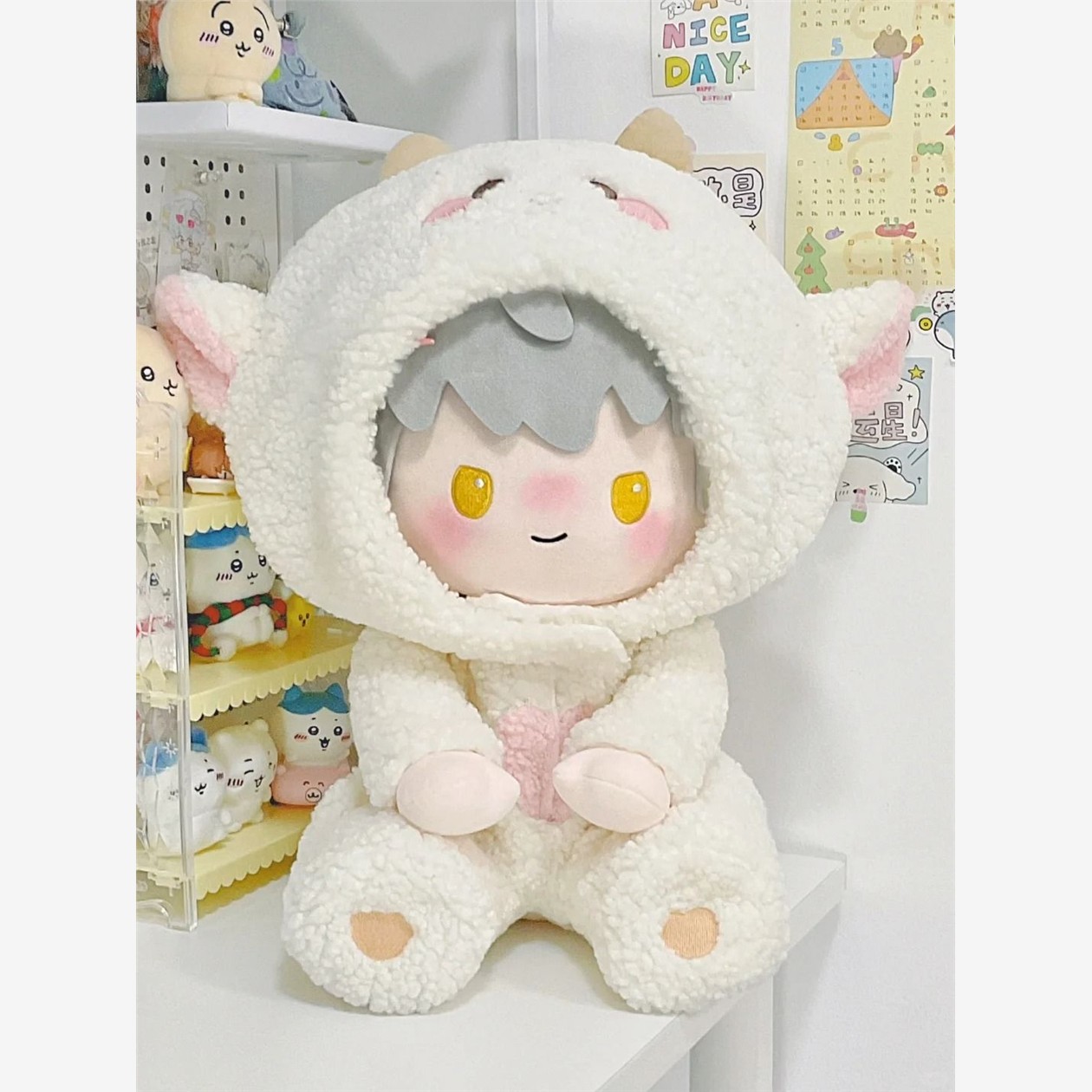 小羊咩咩连体服衣服40厘米cm娃衣棉花连体衣娃娃替换一番玩偶网红 - 图0