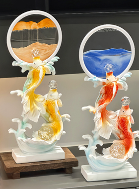 创意双鱼戏珠桌面摆件现代家居