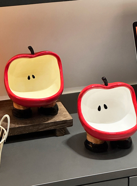 可爱苹果钥匙收纳玄关陶瓷摆件