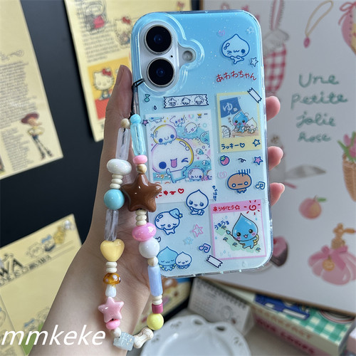 MMKEKE日韩古早泡泡水滴酱适用iPhone17promax双层imd手机壳苹果16pro保护套15pm烤焦面包13蓝色治愈水滴君14 - 图0