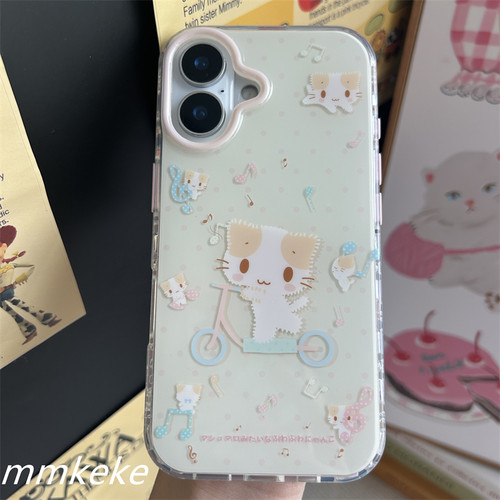 MMKEKE萌物棉花糖猫猫音符猫咪适用iphone17promax双层手机壳苹果16pro可爱14奶呼呼15PM治愈少女日系甜妹13 - 图3
