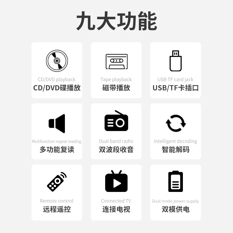 Panda CD-850 Retesting CD/DVD Tape Tortee Recording English Student Including CD CD Player