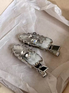 银灰色水钻樱桃蝴蝶结鸭嘴夹