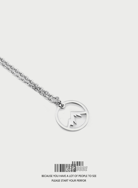 BARCODE 个性镂空山峰钛钢项链男潮百搭土酷学生情侣吊坠配饰女