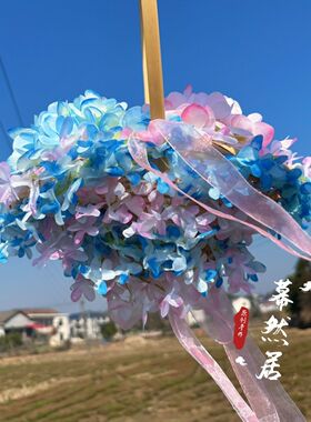 原创花篮绢花新款手提汉服配饰花仙子百搭结婚cos走秀飘带lolita