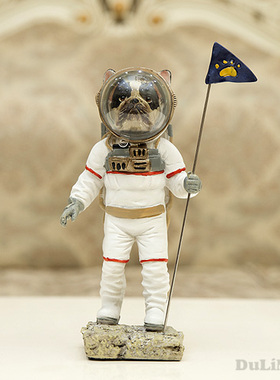 nasa星球宇航员招财狗狗桌面摆件