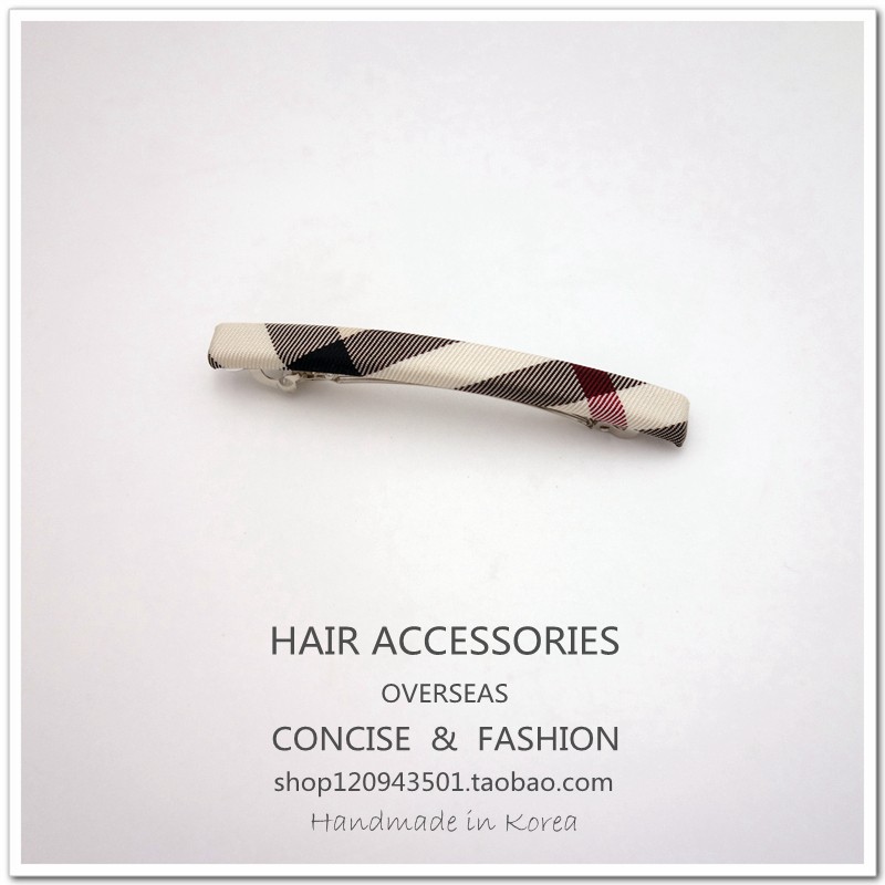 进口格子发夹弹簧夹一字夹边夹刘海夹顶夹马尾夹韩国发饰头饰横夹 - 图3