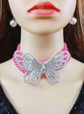 仿珍珠项链女锁骨链颈带项圈饰品