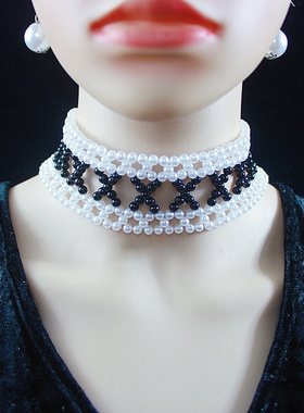 仿珍珠长款项链女流苏锁骨链项圈