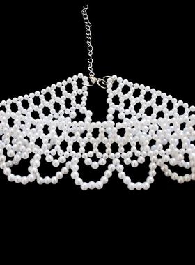 韩版颈带项圈女珍珠项链秧歌饰品