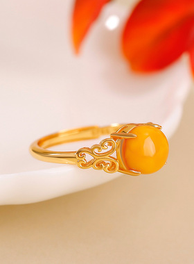 悦宝珠宝S925纯银镀金戒指