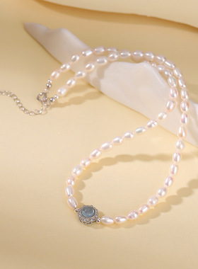 悦宝珠宝S925纯银海蓝宝珍珠