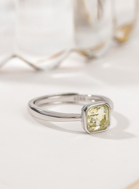 悦宝珠宝黄水晶银戒50