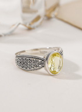 悦宝珠宝黄水晶银戒62