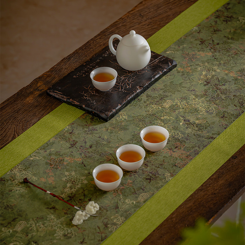 复古防水仿云纱茶席双层中式禅意茶桌旗茶垫布轻奢茶台茶几布桌布,淘宝优惠券,粉丝福利购,淘宝优惠卷