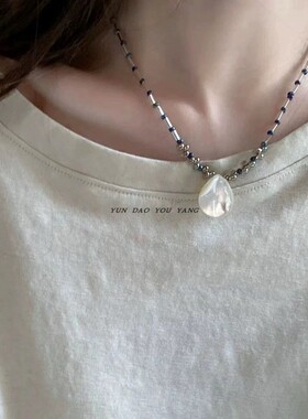 云岛有羊白贝母水滴吊坠串珠颈链