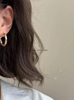 云岛有羊金属麻花素圈耳圈耳饰女
