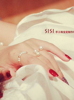 天然淡水珍珠戒指指环14k注金
