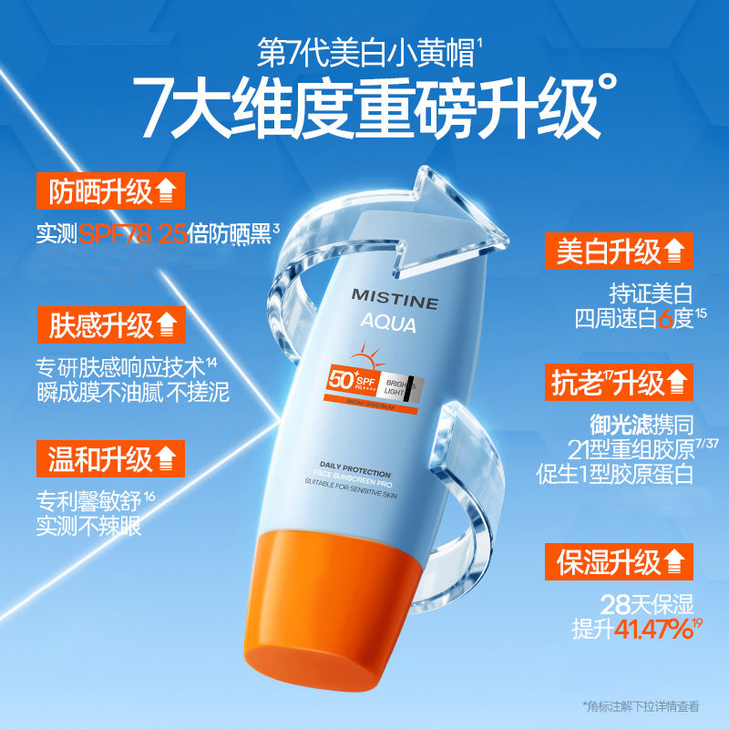 mistine蜜丝婷防晒霜小黄帽全身蜜思婷隔离二合一旗舰店官方正品