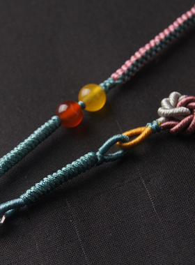 原创蜜蜡翡翠玉石挂件绳佛牌链子