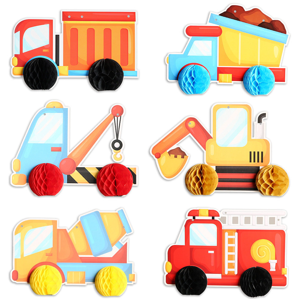 卡通工程车挖掘机吊机拉旗蛋糕插牌儿童生日男孩主题派对装饰布置,淘宝优惠券,粉丝福利购,淘宝优惠卷