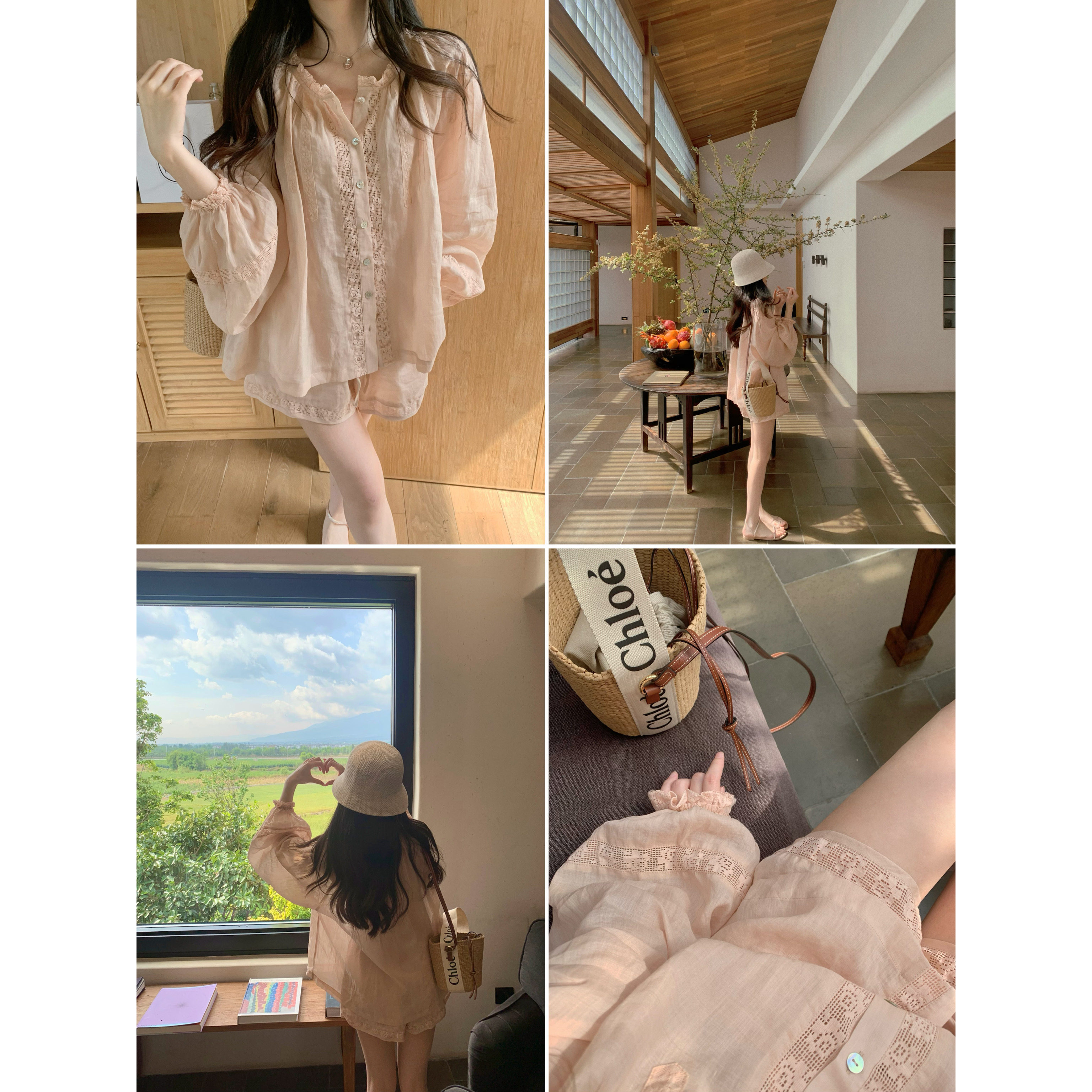 YYSTUFF/「清仓福利」小白花亚麻蕾丝娃娃衫套装女夏薄款休闲短裤,淘宝优惠券,粉丝福利购,淘宝优惠卷