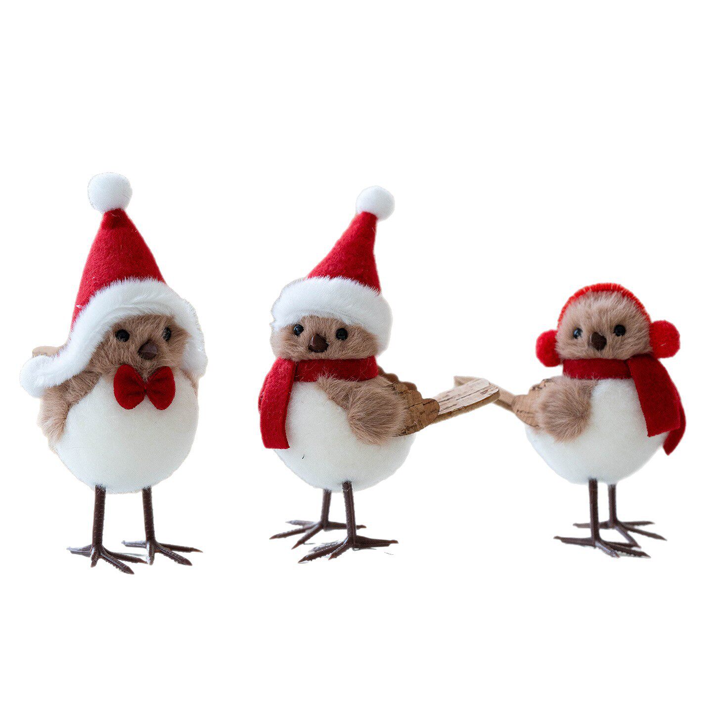 圣诞节装饰品圣诞树装饰挂件仿真泡沫坐树枝小鸟红色围巾帽子小鸟,淘宝优惠券,粉丝福利购,淘宝优惠卷