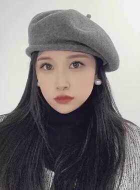 贝雷帽子佩戴大头围纯色简约舒适