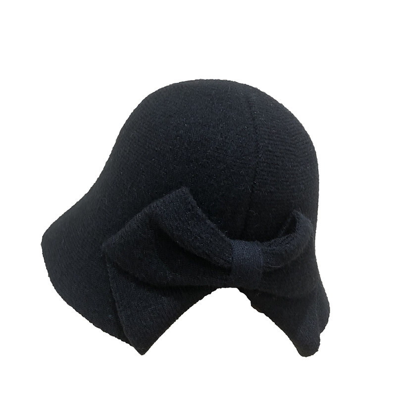 韩系chic蝴蝶结针织渔夫帽子女冬天保暖针织大头围黑色保暖盆帽潮,淘宝优惠券,粉丝福利购,淘宝优惠卷