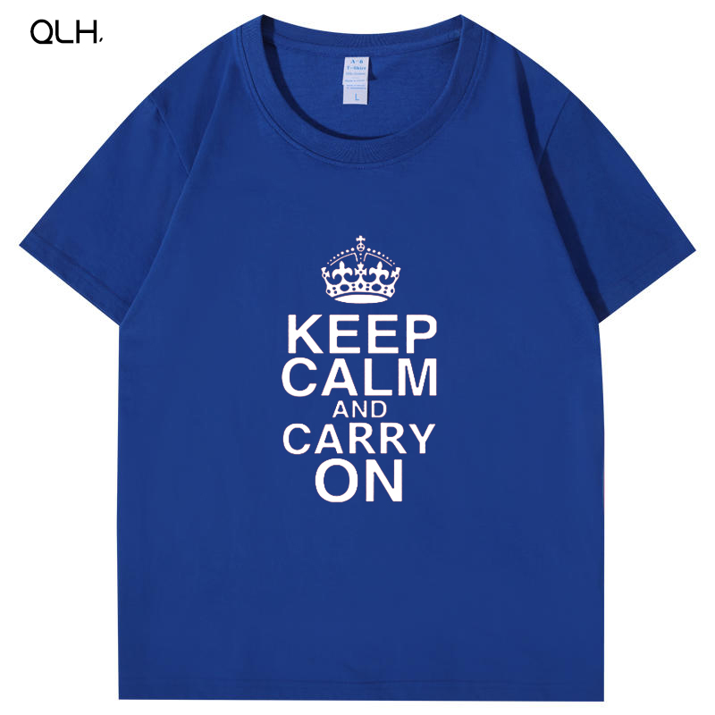 keep calm and carry on考试t恤中考高考加油冷静励志棉短袖宽松-图1