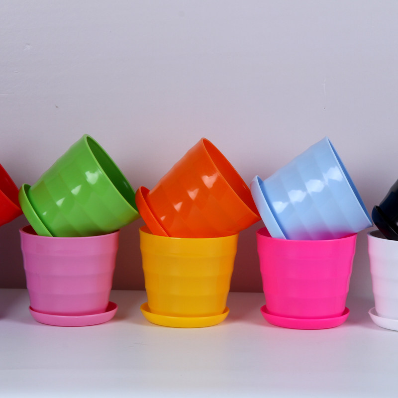 绿萝圆形花盆简约塑料横纹树脂家用大口径加厚带托园艺桌面清仓,淘宝优惠券,粉丝福利购,淘宝优惠卷